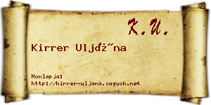 Kirrer Uljána névjegykártya